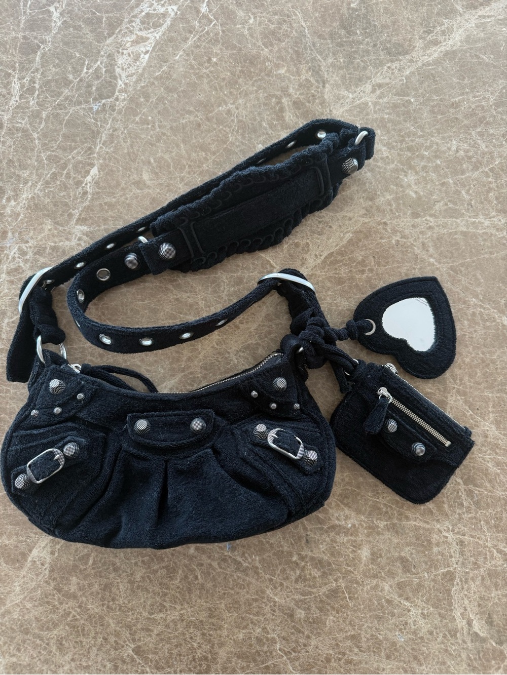 Balenciaga La Cagole Mini Black Terry Cloth